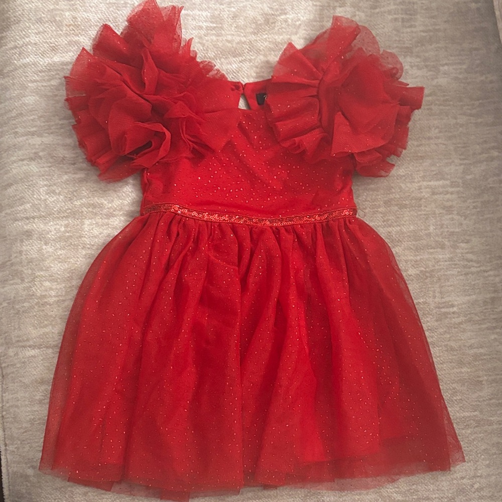 Zunie Red Dress with Glitter Accents